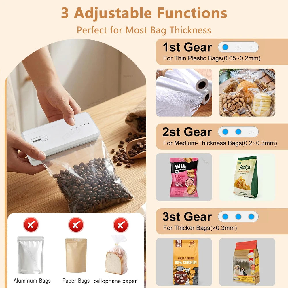Plastic Bags Sealer Portable Mini Bag Heat Sealer Rechargeable Handheld Food Packaging Sealing Machine Thermal Bags Sealer Peaceful Pleasures Health and Wellness