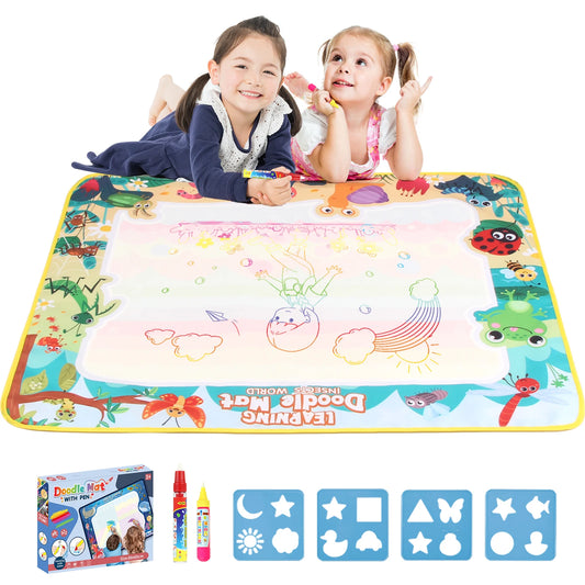 80x60CM Kids Coloring Doodle Magic Water Drawing Mat Reusable Pens Peaceful Pleasures Health and Wellness