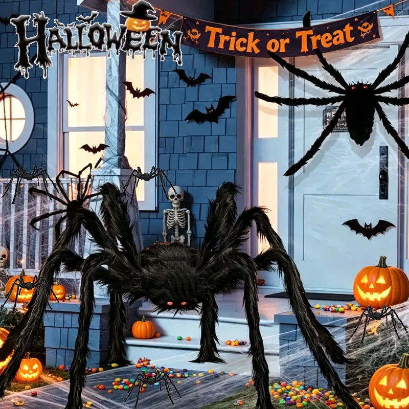 Giant Halloween Spider Plush Prop | Haunted House Decor