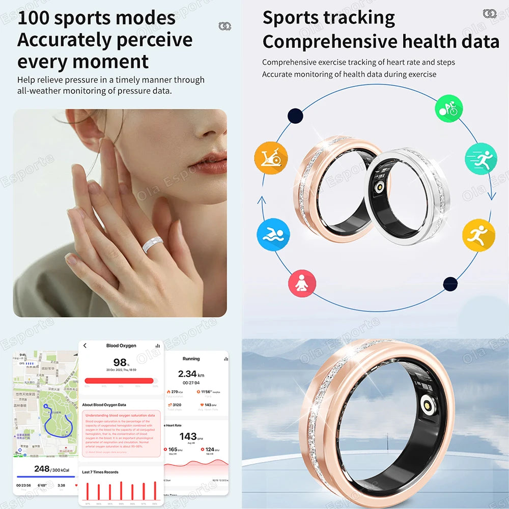 Women's Smart Ring | Heart Rate, Sleep & Fitness Tracker IP68