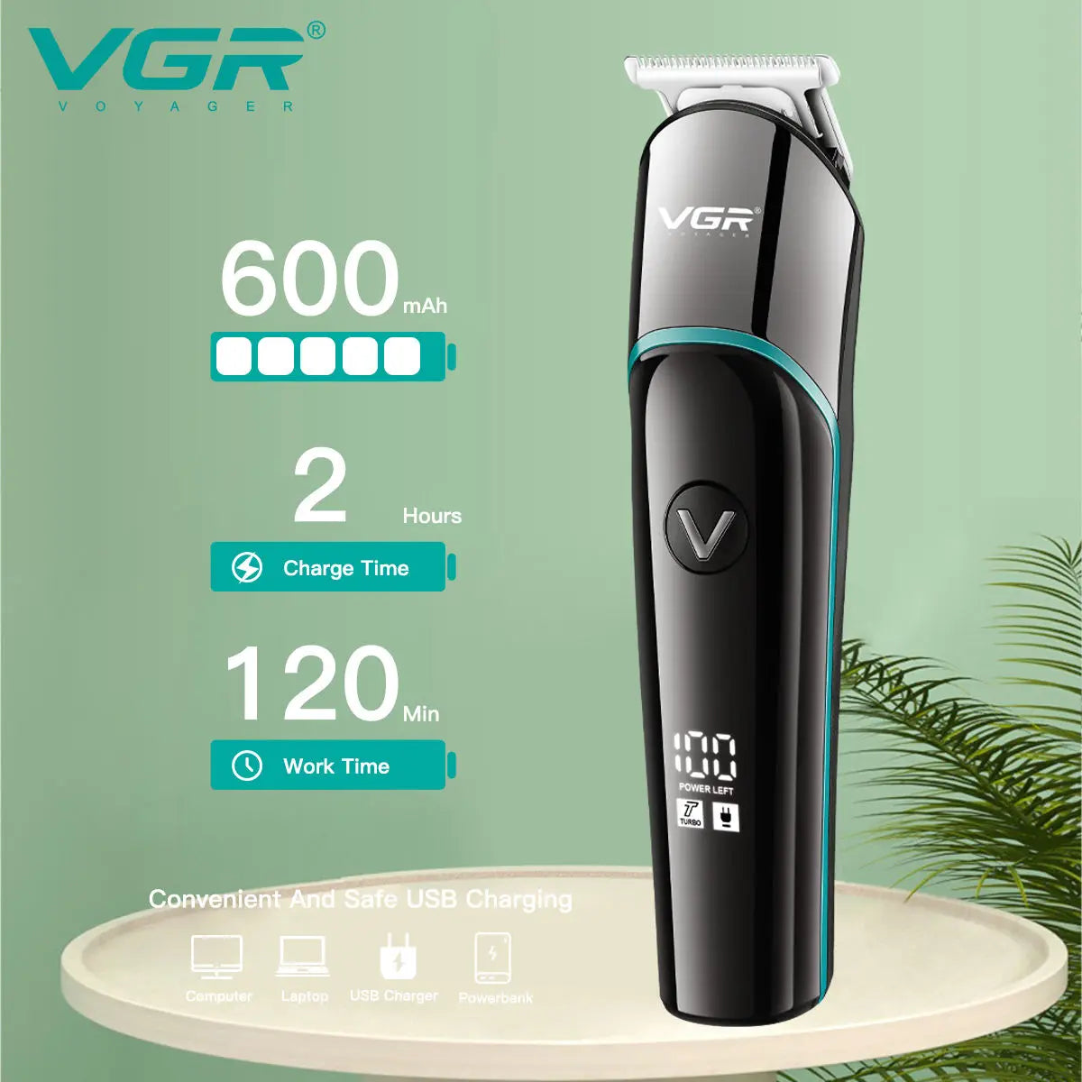 VGR V-291 Rechargeable Hair Clipper Beard Trimmer Cutting Machine Professional Electric Hair Trimmer Cordless for Men Peaceful Pleasures Health and Wellness
