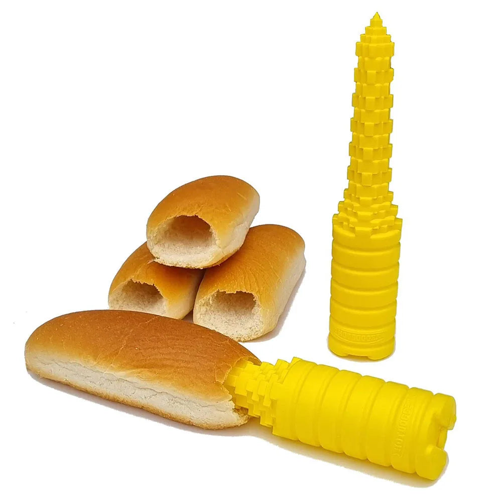 ABS Bread Driller Hot Dog Bun Driller Non Stick Hot Dog Bread Drilling Tool for Kitchen Camping BBQ Party Hot Dog Bread Driller Peaceful Pleasures Health and Wellness Yellow
