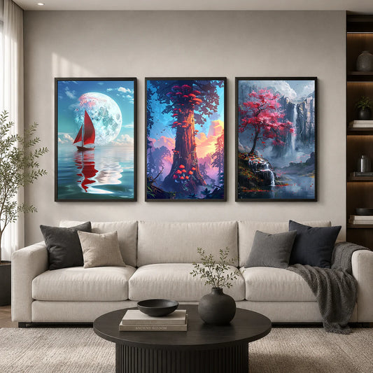 Fantasy Landscape Canvas Wall Art – Modern Poster Print Décor Canvas Wall Art Peaceful Pleasures Health and Wellness