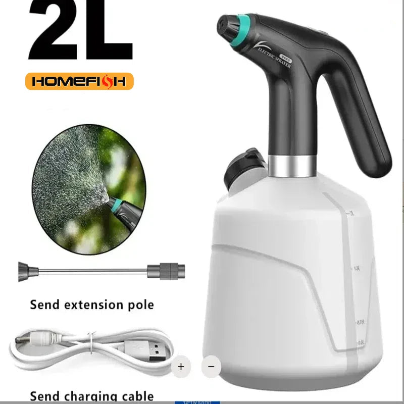 HOMEFISH 2L Electric Watering Can Automatic Garden Irrigation Tool for Household Agricultural Spray Disinfection Peaceful Pleasures Health and Wellness