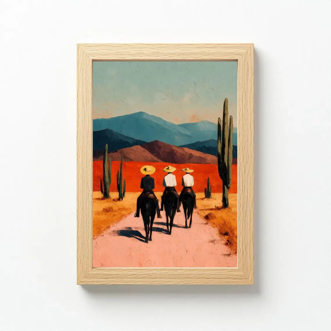 Southwestern cowboys Print, colorful abstract western horse painting, modern country cowboy poster, eclectic printable wall art Peaceful Pleasures Health and Wellness WS9025-3 50x70cm Unframed