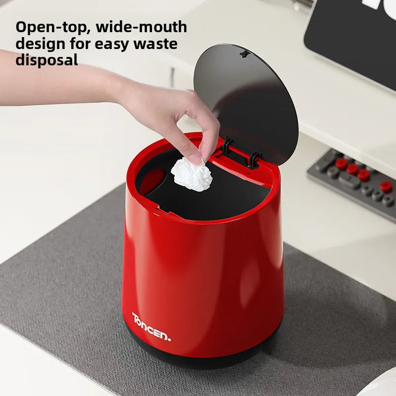 Press-Type Desktop Trash Can, Multi-Functional Covered Waste Bin for Office Bedroom & Living Room - Space-Saving & Odor Control Peaceful Pleasures Health and Wellness