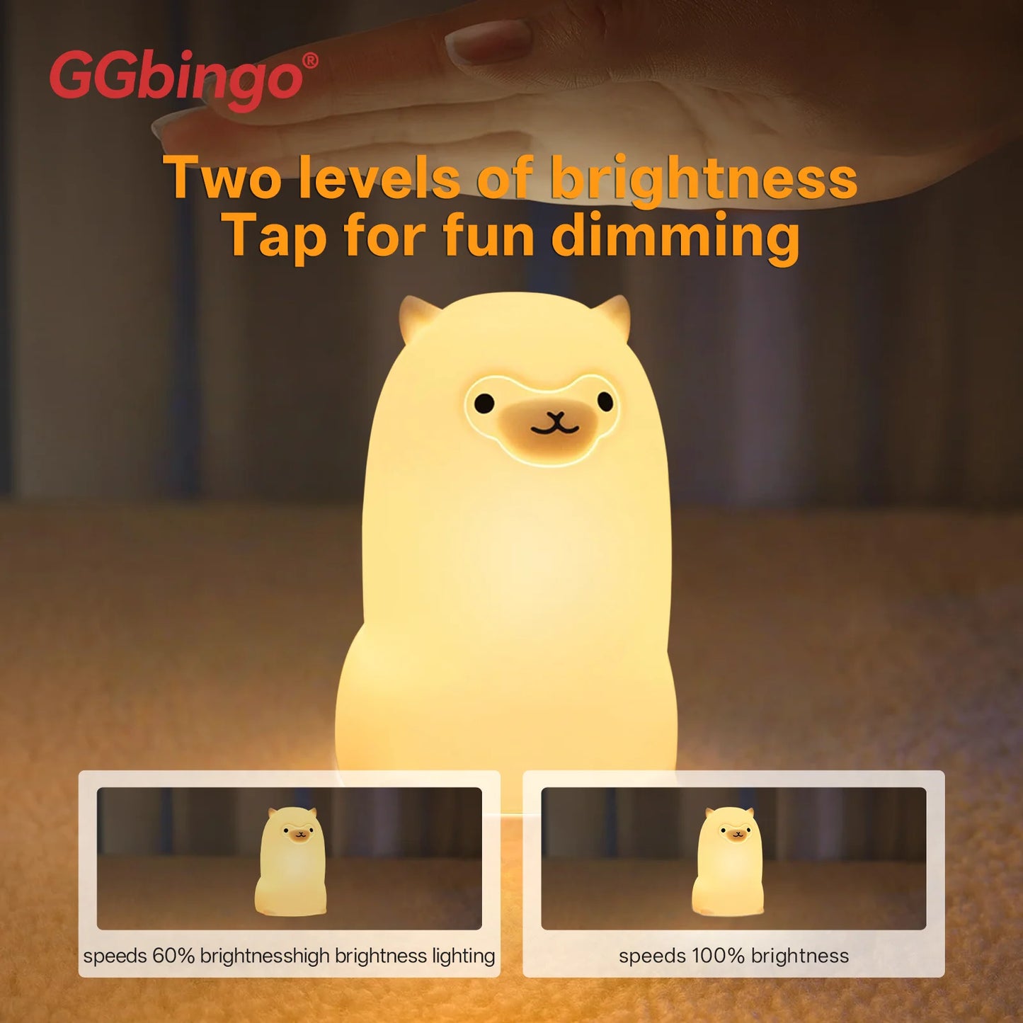 GGbingo LED Night light Touch Sensor RGB LED Alpaca USB Rechargeable Silicone Lamp for Children Baby Toy Festival Decor Peaceful Pleasures Health and Wellness