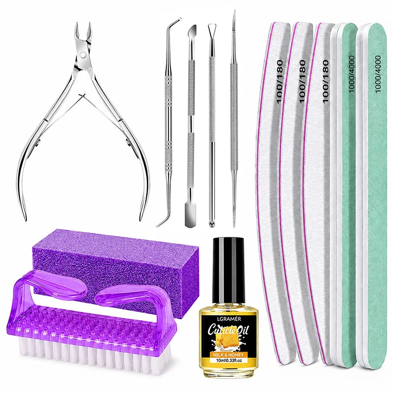 13-Piece Nail Care Manicure Set with Cuticle Oil & Nipper