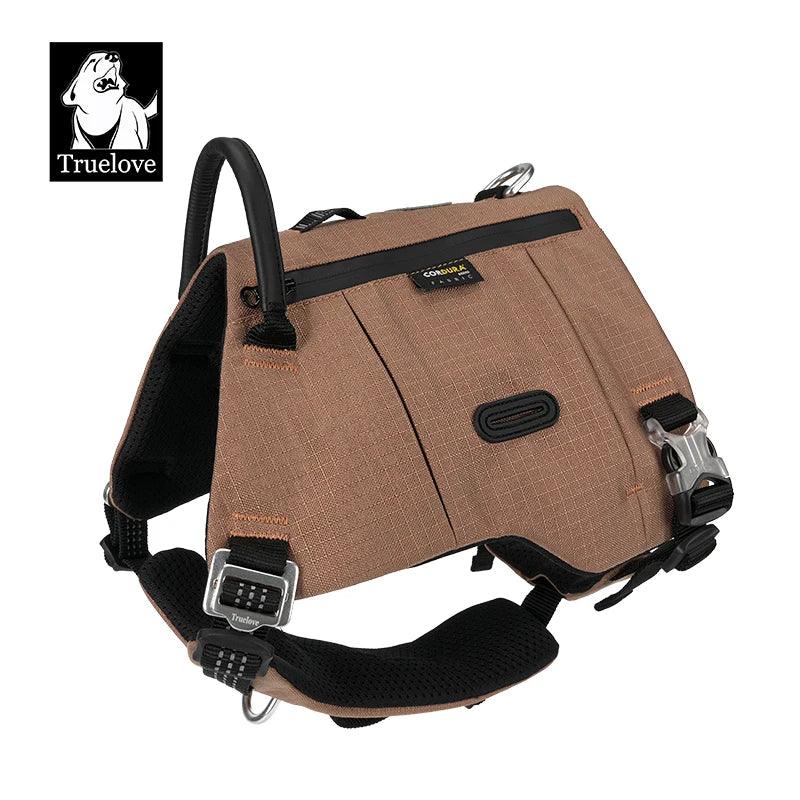 Truelove Tactical Dog Vest Harness with Backpack | TLB2251 Peaceful Pleasures Health and Wellness Pecan Brown L-chest-65-85CM China Mainland