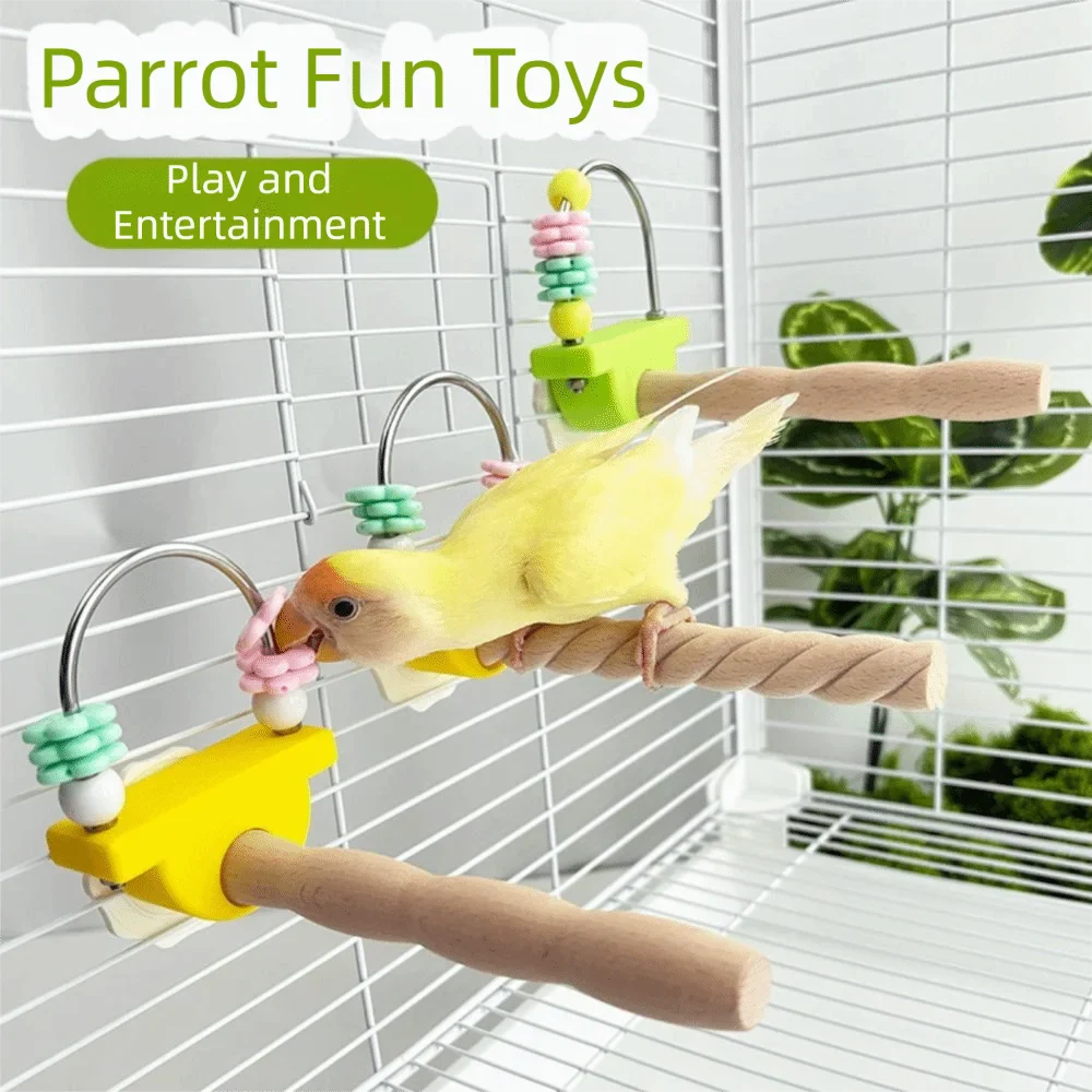 Natural Wood Bird Perch Stand – Non-Slip Paw & Beak Grinder