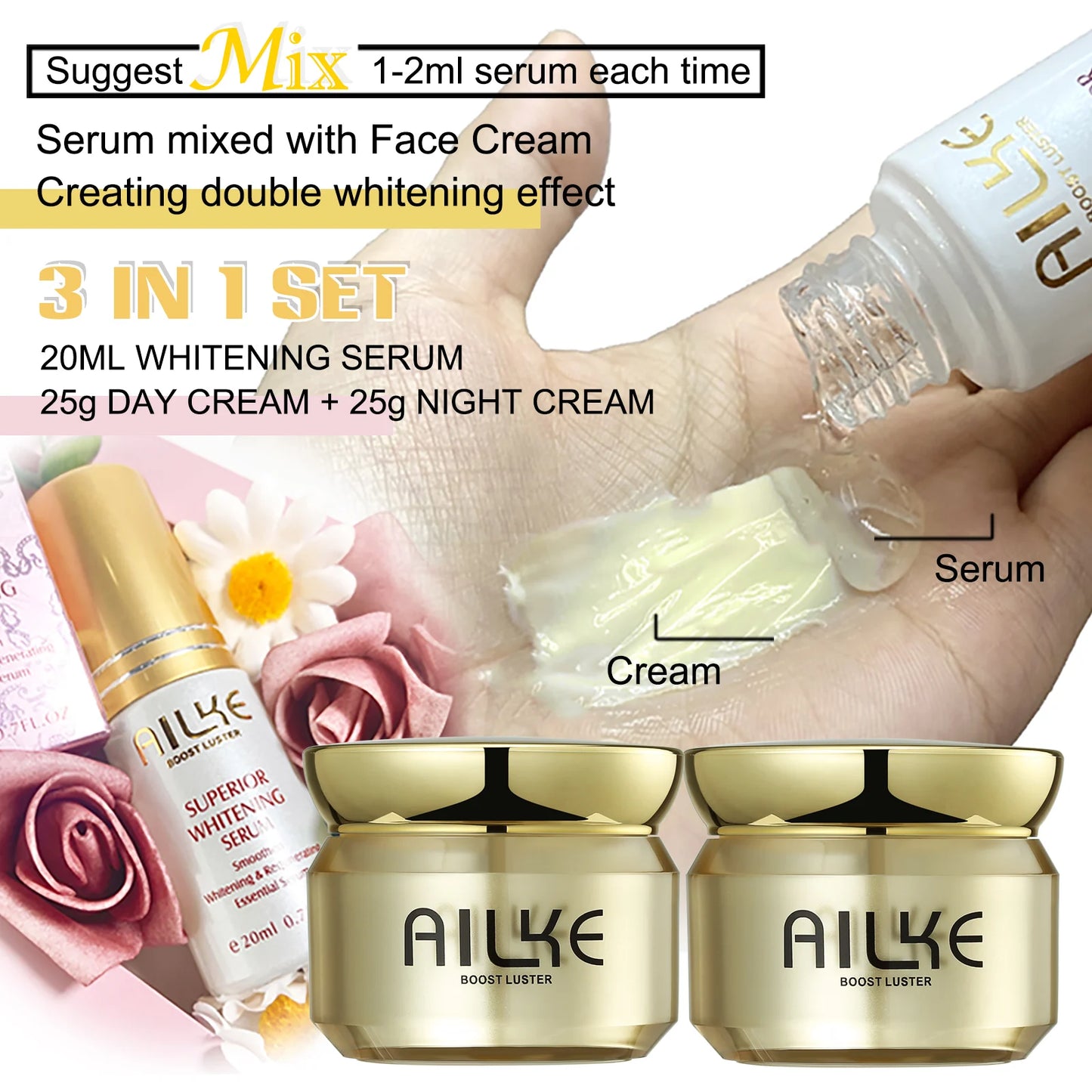 AILKE Glutathione & Niacinamide Brightening Face Cream Set