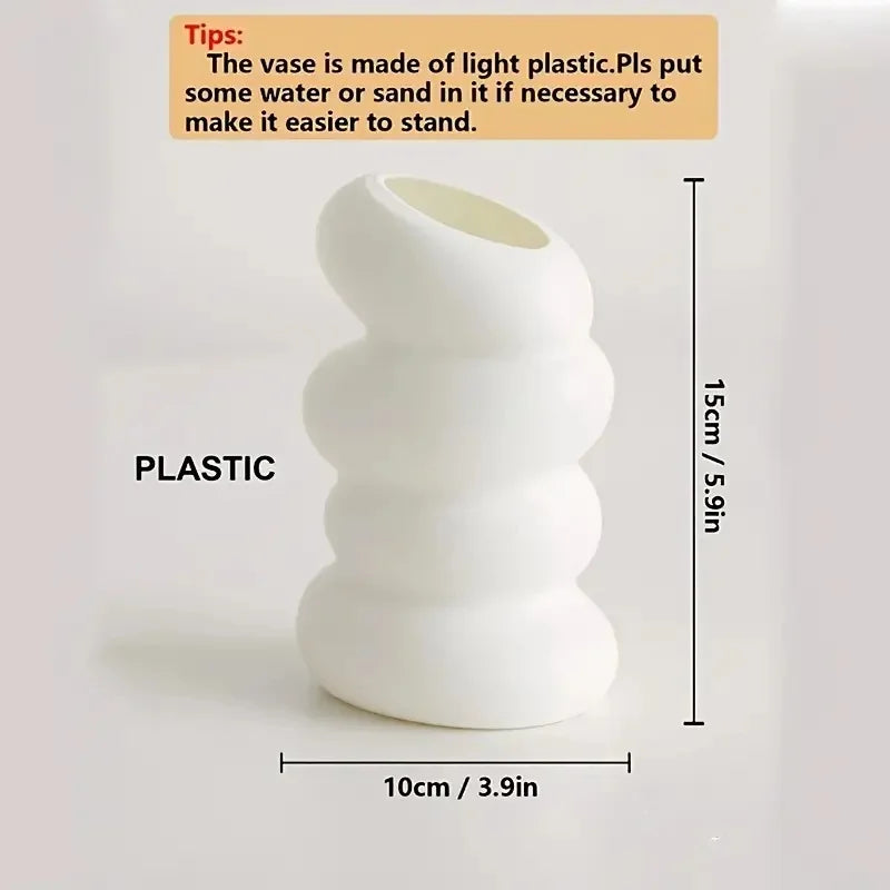 Plastic Vase Spiral Nordic Minimalist Imitation Glazed Porcelain Creative Flower Arrangement Decoration Dry Wet Flower Vase New Peaceful Pleasures Health and Wellness