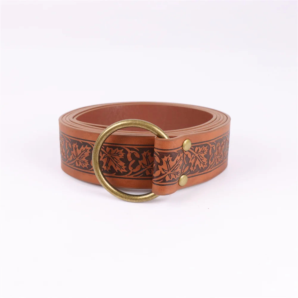 1 Medieval Belt Cosplay Elf Leaf Embossed Retro Leather Potion Glass