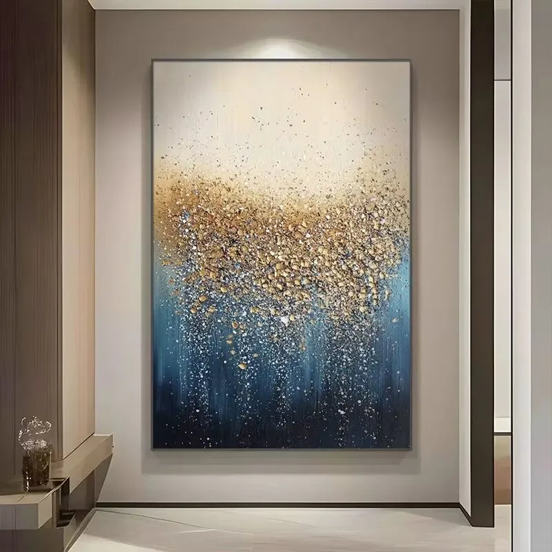 Beautiful Poster For Home Decor Pure Hand Painted Oil Painting On Canvas Gold Foil Picture High Quality Mural For Living Room Peaceful Pleasures Health and Wellness