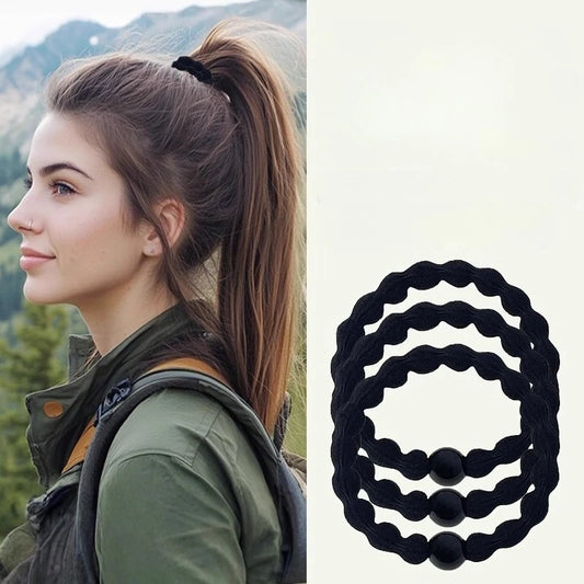 Sporty Hair Ties Strong Hold Elastic Bands 5/10 Pack – Black Elastic Hair Ties Peaceful Pleasures Health and Wellness