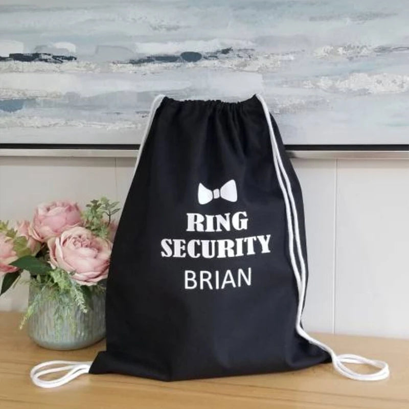 Personalized Ring Security Backpack | Custom Name Wedding Gift Personalized Gift Bag Peaceful Pleasures Health and Wellness