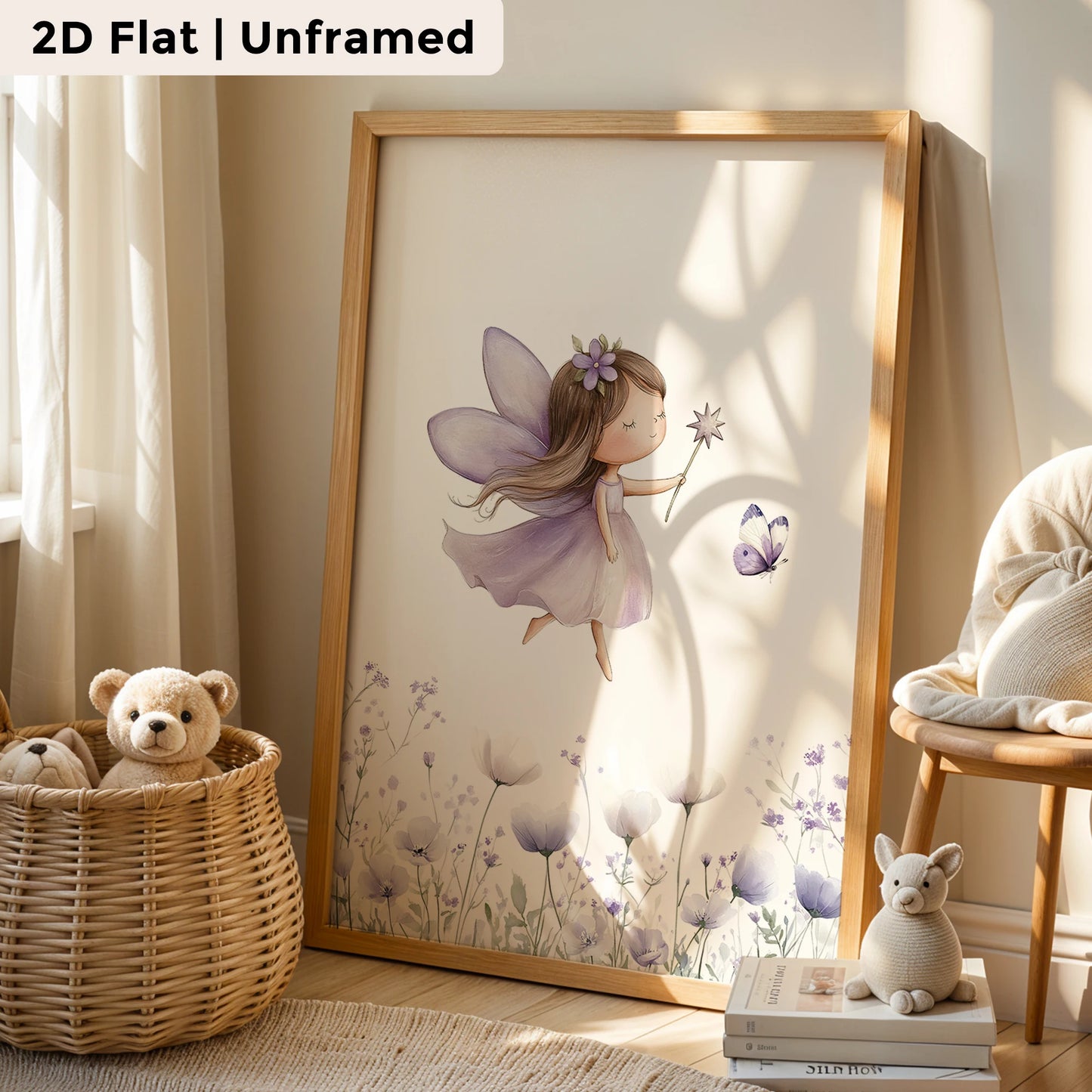 3-Piece Purple Fairy Canvas Wall Art | Kids Room & Bedroom Decor