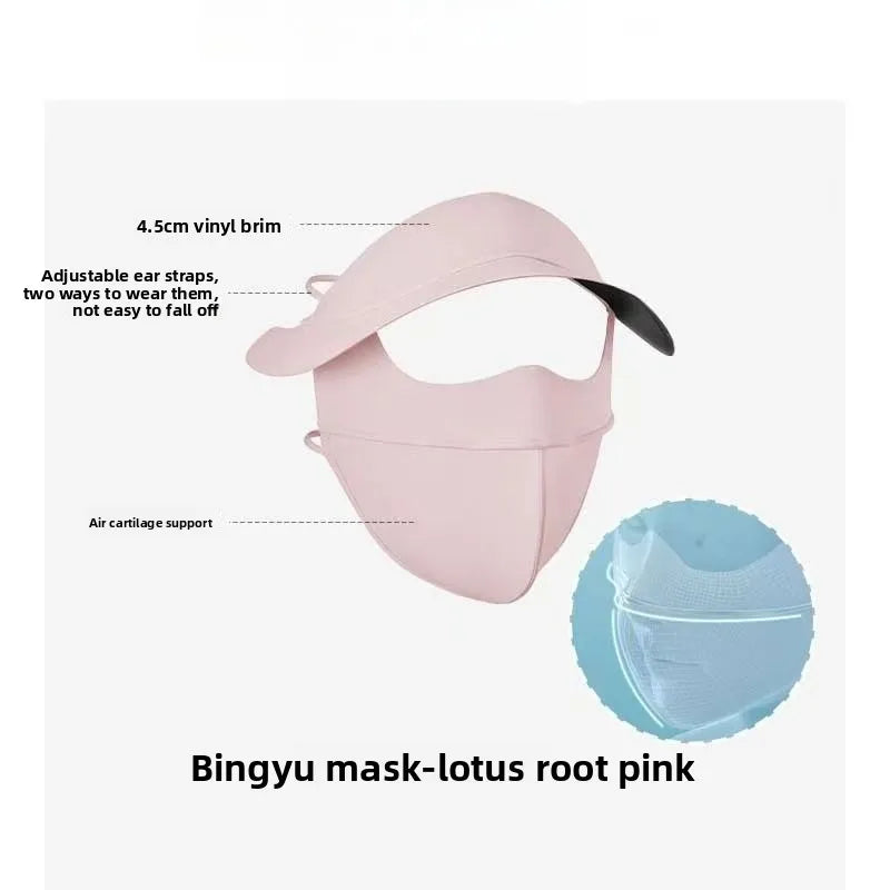Summer UV protection Polyester Ice Silk Mask Portable Sunshade Breathable Sunscreen Mask Outdoor With Brim Sun Protection Hats Peaceful Pleasures Health and Wellness Pink