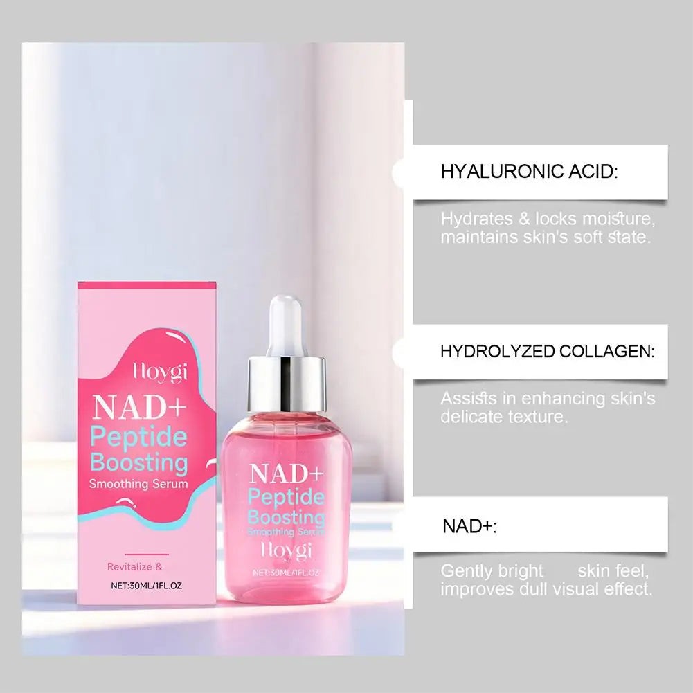 NAD+ Peptide Boosting Smoothing Serum Hyaluronic Acid Brightening Radiant Glow Face Essence Firming Hydrating Serum Peaceful Pleasures Health and Wellness