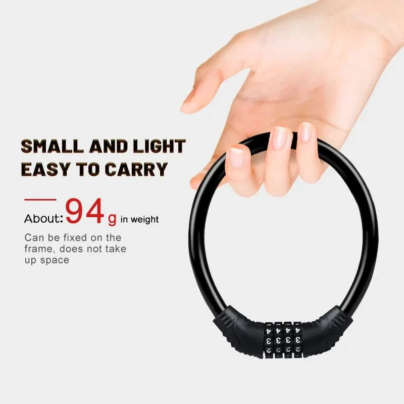4-Digit Combination Bicycle Cable Lock | Anti-Theft Bike Lock Bicycle Cable Lock Peaceful Pleasures Health and Wellness