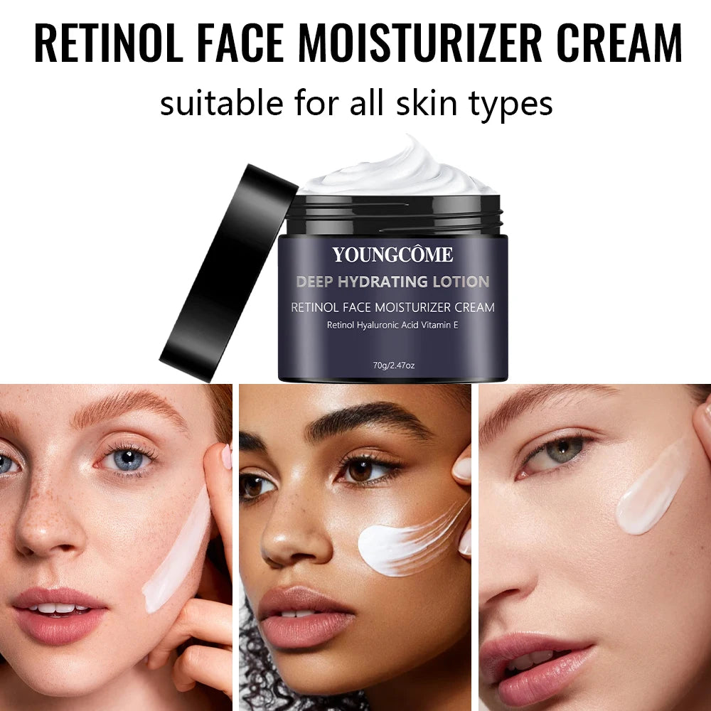 YOUNGCOME Deep Hydrating Retinol Face Moisturizer Cream with Hyaluronic Acid & Vitamin E - Wrinkles appear Daily Moisturizer Peaceful Pleasures Health and Wellness