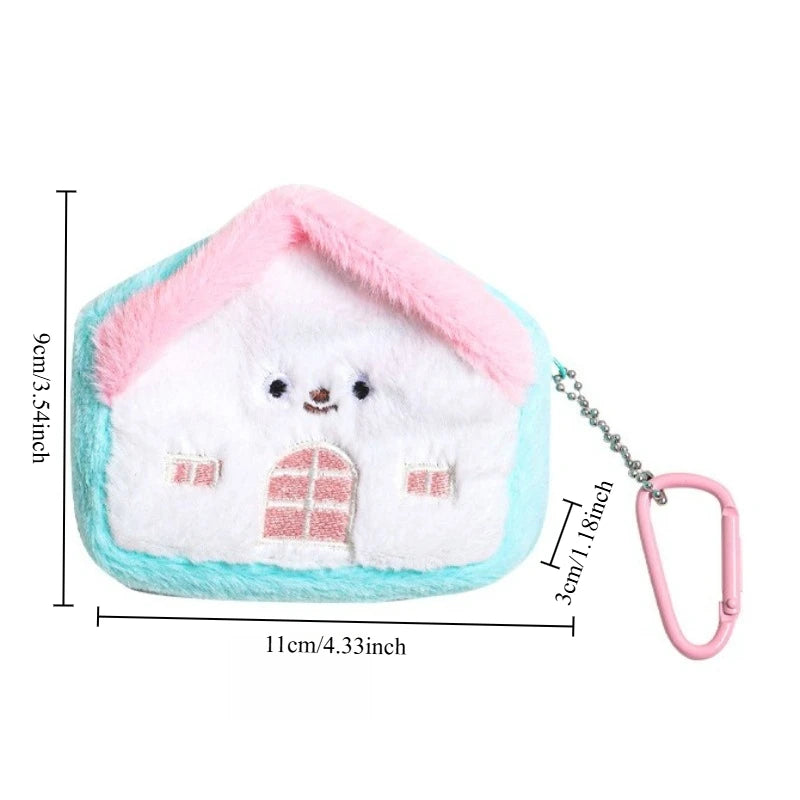 1pc Creative Small House Zero Wallet Headphones Data Cable Storage Bag Portable Sanitary Cotton Bag Girls' Backpack Pendant Peaceful Pleasures Health and Wellness green