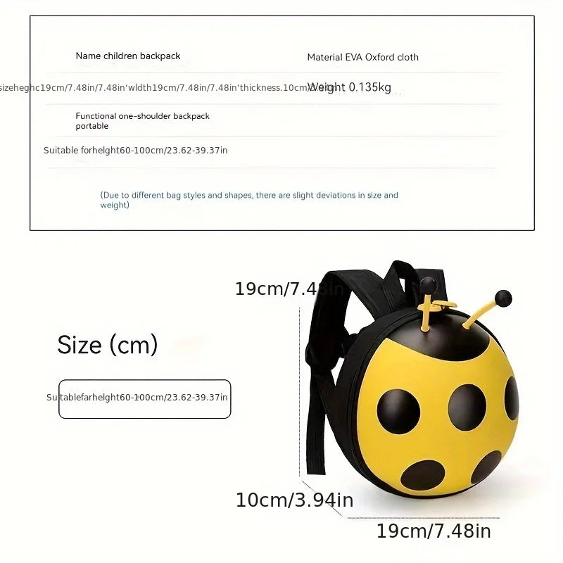 Cute Ladybug Kids Backpack for Toddlers 1-3 Years - Lightweight High Quality & Dirt-Resistant Anti-Loss Design with Adjustable Peaceful Pleasures Health and Wellness