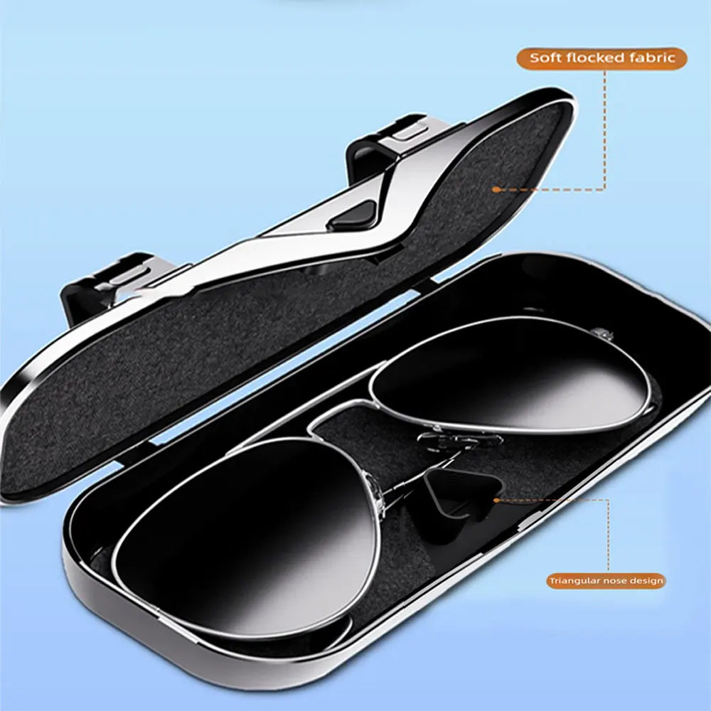 Car Sun Visor Glasses Holder – Press-Open Eyeglass Case