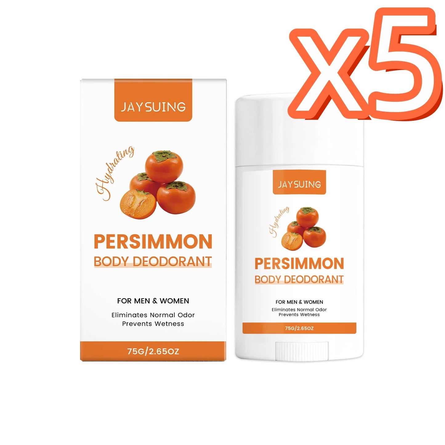 Persimmon Scent Deodorant Stick Remove Body Odor Lasting Refresh Reduce Underarm Sweat Women Men Skin Underarm Antiperspirant Peaceful Pleasures Health and Wellness 75g Boxed x 5