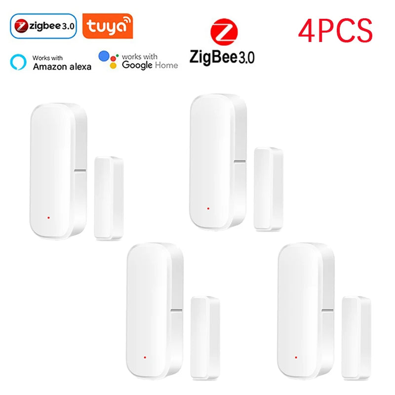 Tuya Zigbee Door Window Sensor Wireless Door Open Closed Detector Smart Home Alarm Security Protection for Home Assistant Peaceful Pleasures Health and Wellness 4pcs