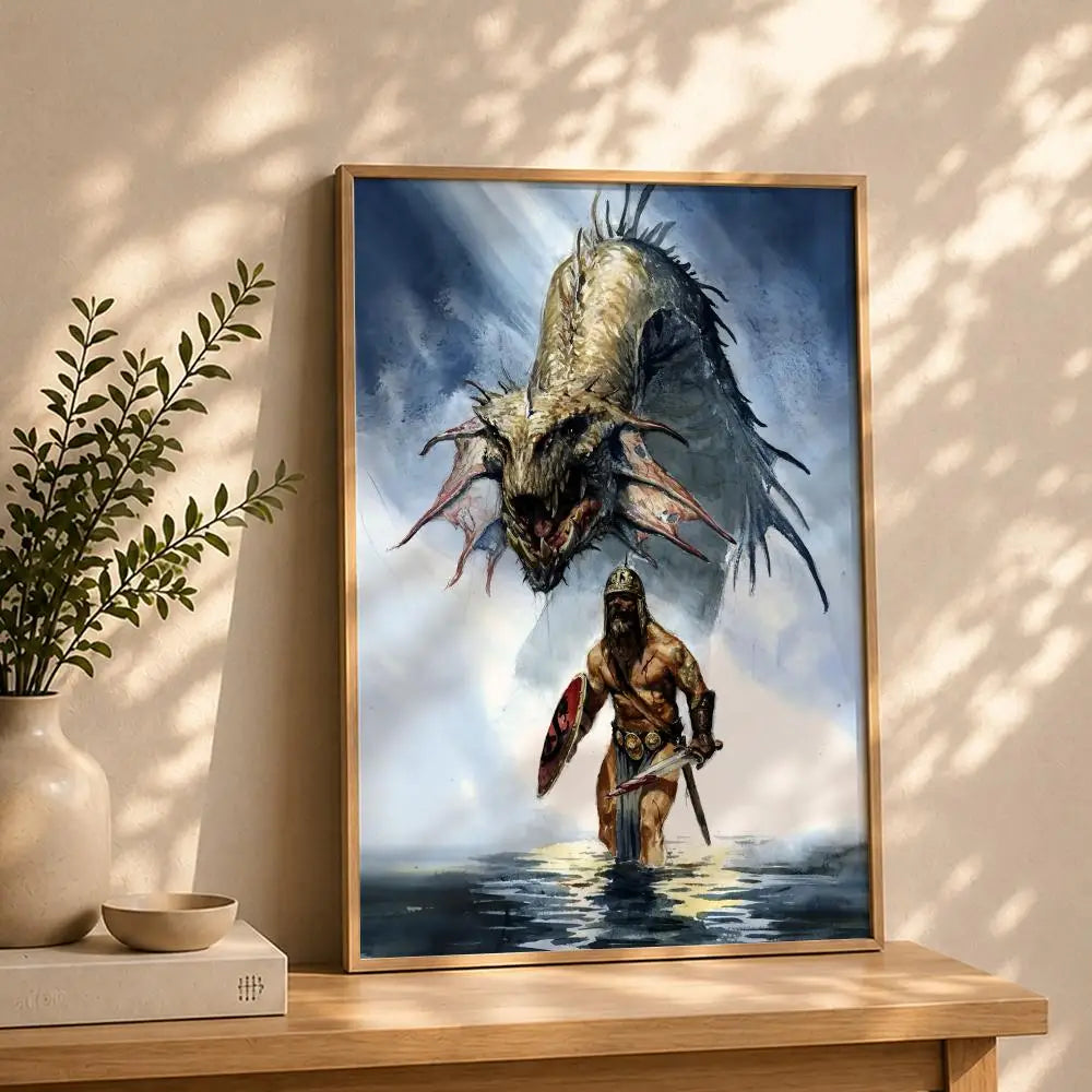 Frank Frazetta HD Poster – Self-Adhesive Waterproof Wall Art Wall Art Poster Peaceful Pleasures Health and Wellness White1 30X40cmNoframe