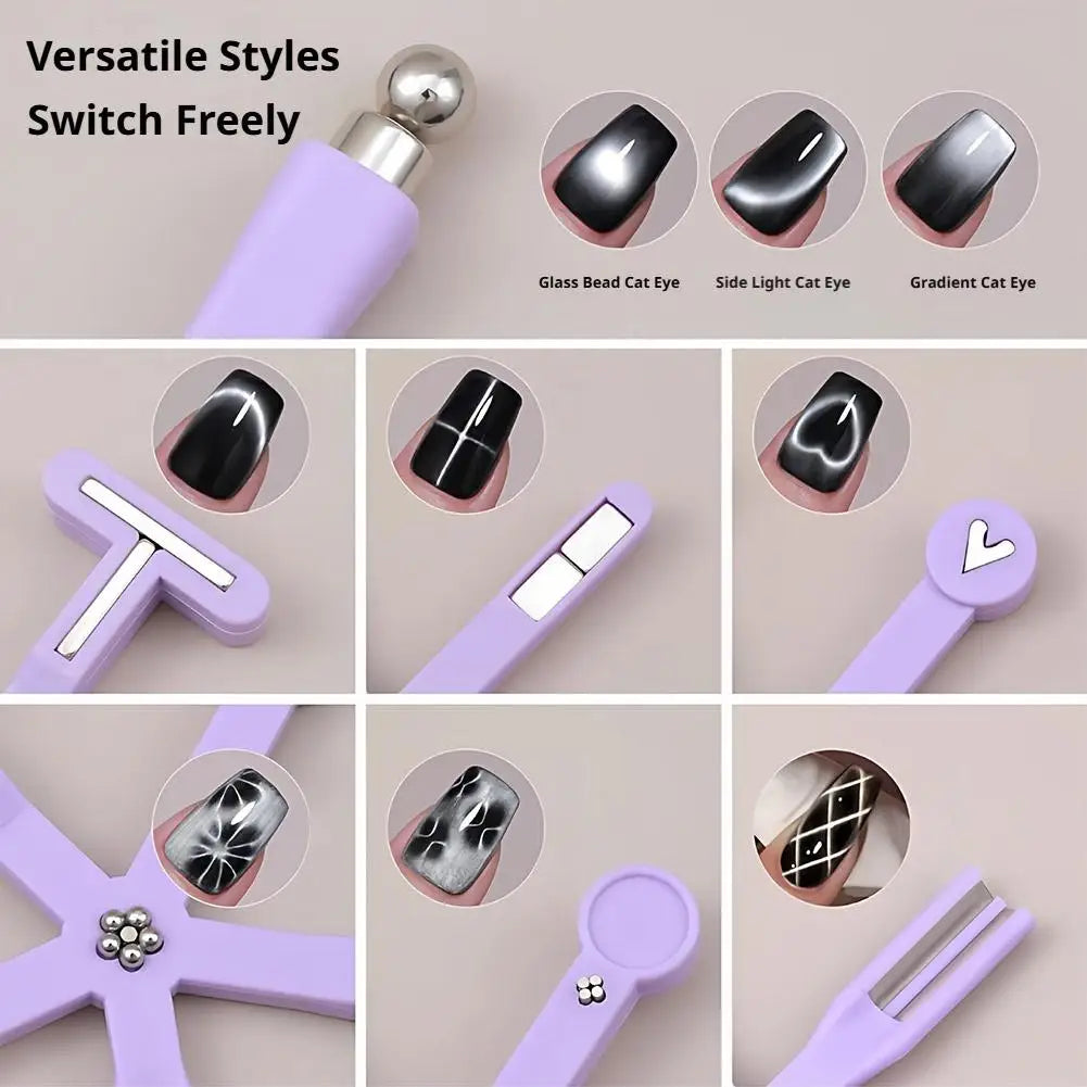 8 IN 1 Strong Magnetic Stick For Cat Eye Gel Polish Nail Magnet Tool Magnet Pen Nails Art Design Glitter Effect Manicure Tools Peaceful Pleasures Health and Wellness
