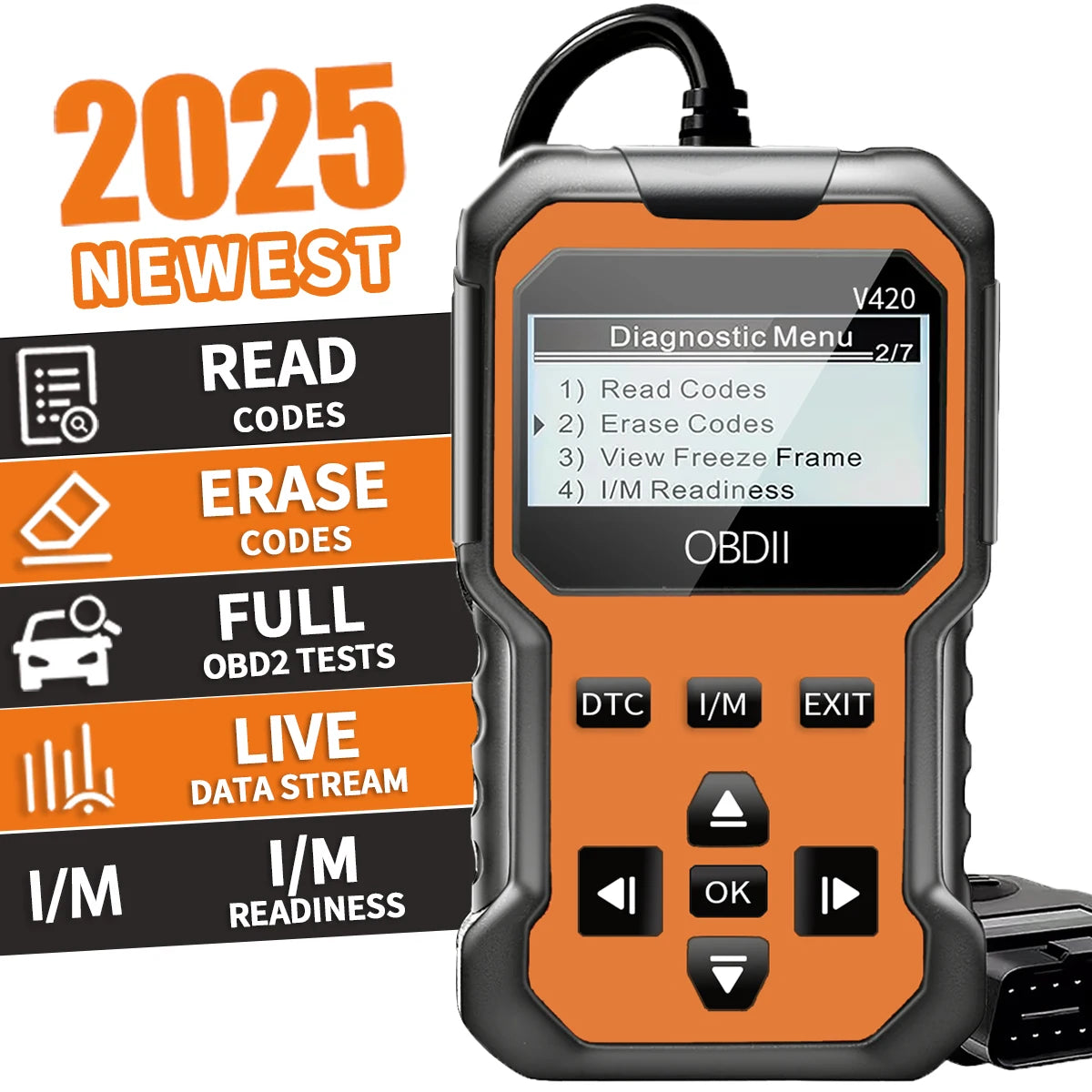 V420 OBD2 Scanner – Check Engine Code Reader for All Cars Peaceful Pleasures Health and Wellness Orange
