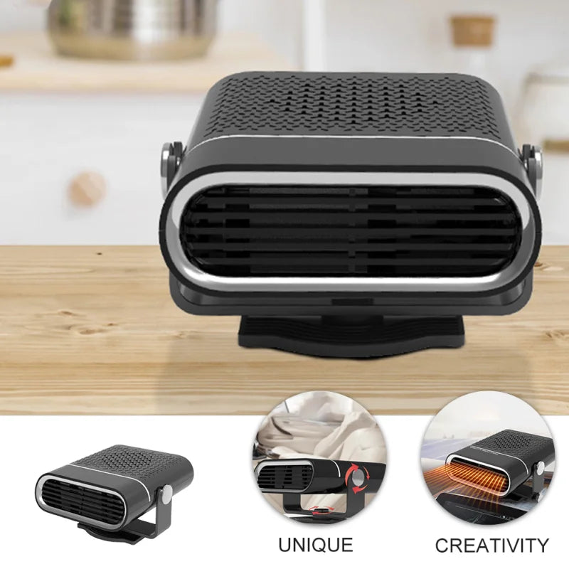 Portable 12V/24v car heater and cooling fan with 360-degree rotating USB heater windshield quick defogging tool Peaceful Pleasures Health and Wellness