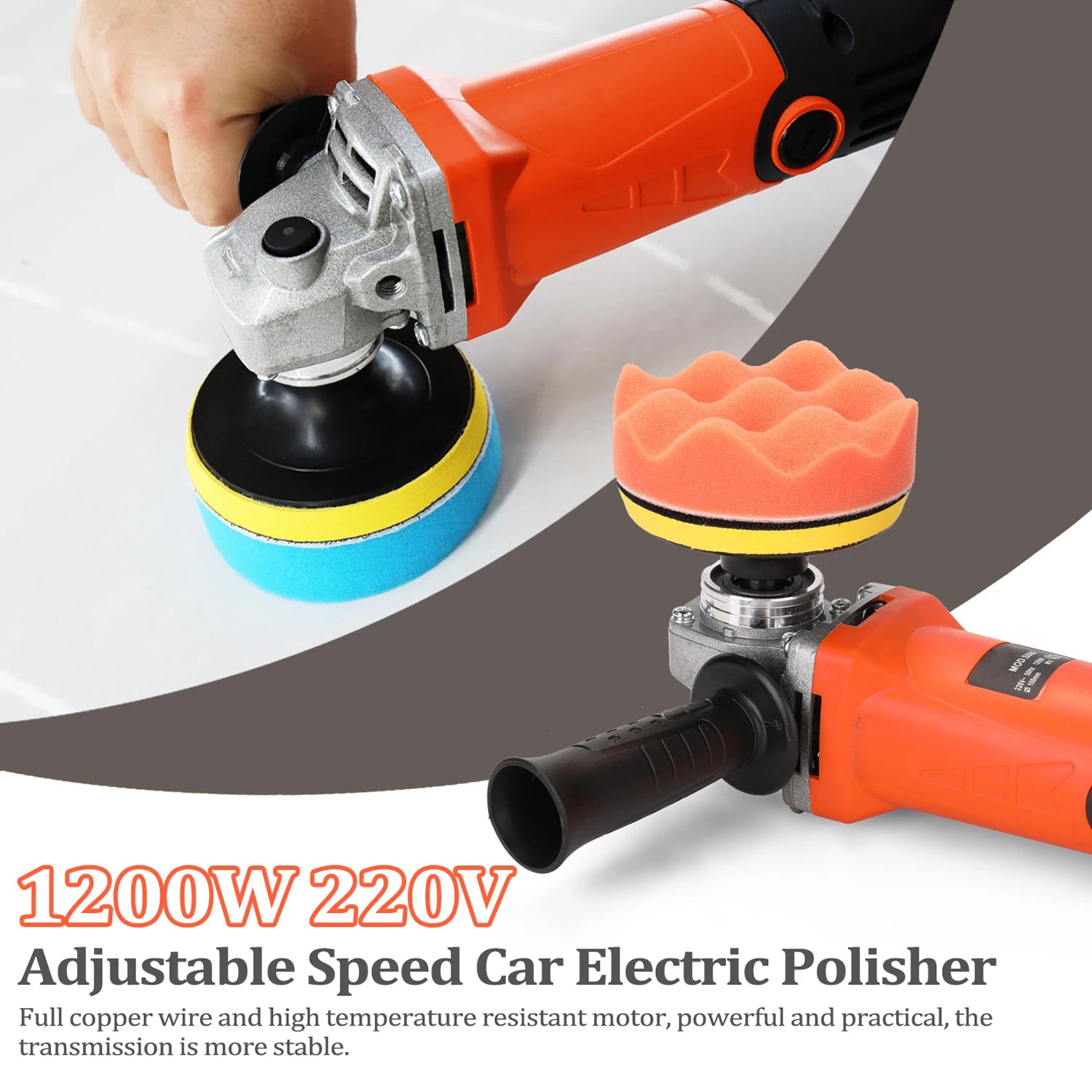 1200W 220V Automotive Polisher Adjustable Speed Car Electric Polisher Waxing Machine Automobile Furniture Polishing Tool Peaceful Pleasures Health and Wellness