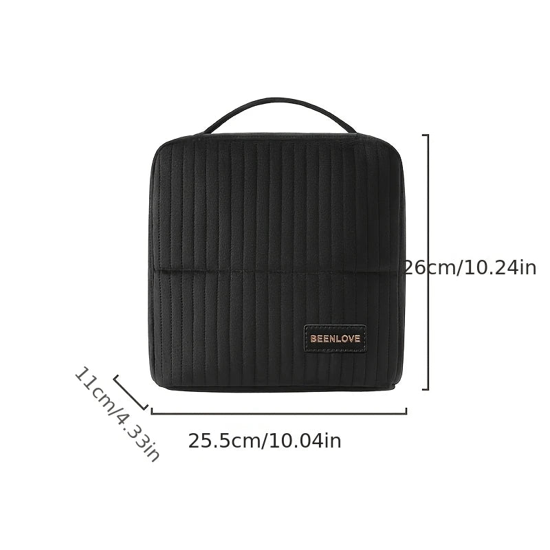 Large Vertical Travel Makeup Bag & Brush Organizer for Women