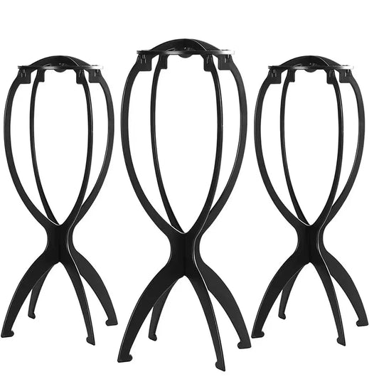 Black Folding Wig Stand – Adjustable Portable Display Holder Wig Display Stand Peaceful Pleasures Health and Wellness 3pcs