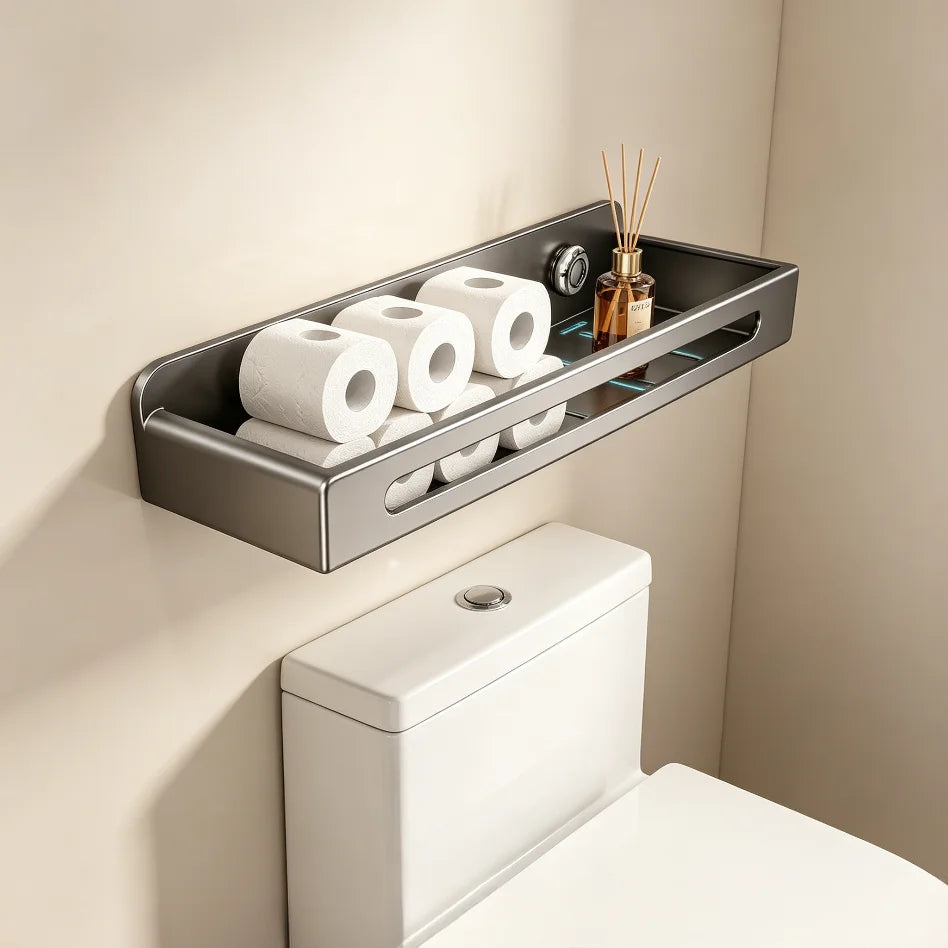 No-Drill Suction Cup Bathroom Shelf & Shampoo Holder Rack