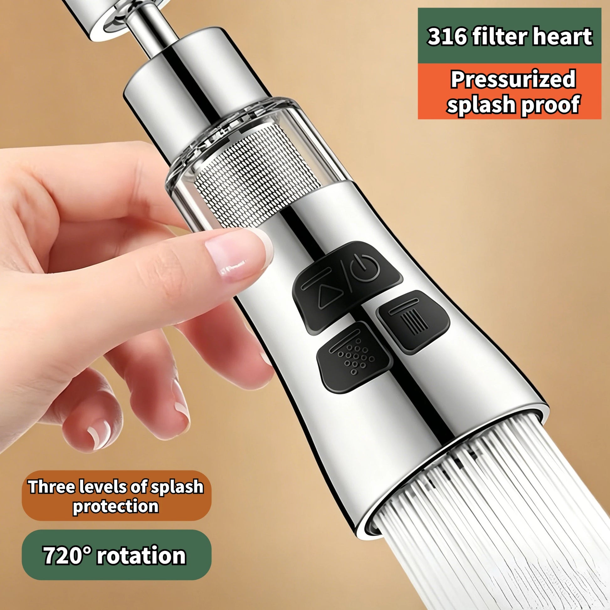 Kitchen Faucet Extender With Filter Function Universal 720° Rotate Aerator Splash Filter Washbasin Faucet Bubbler Nozzle Aerator Peaceful Pleasures Health and Wellness