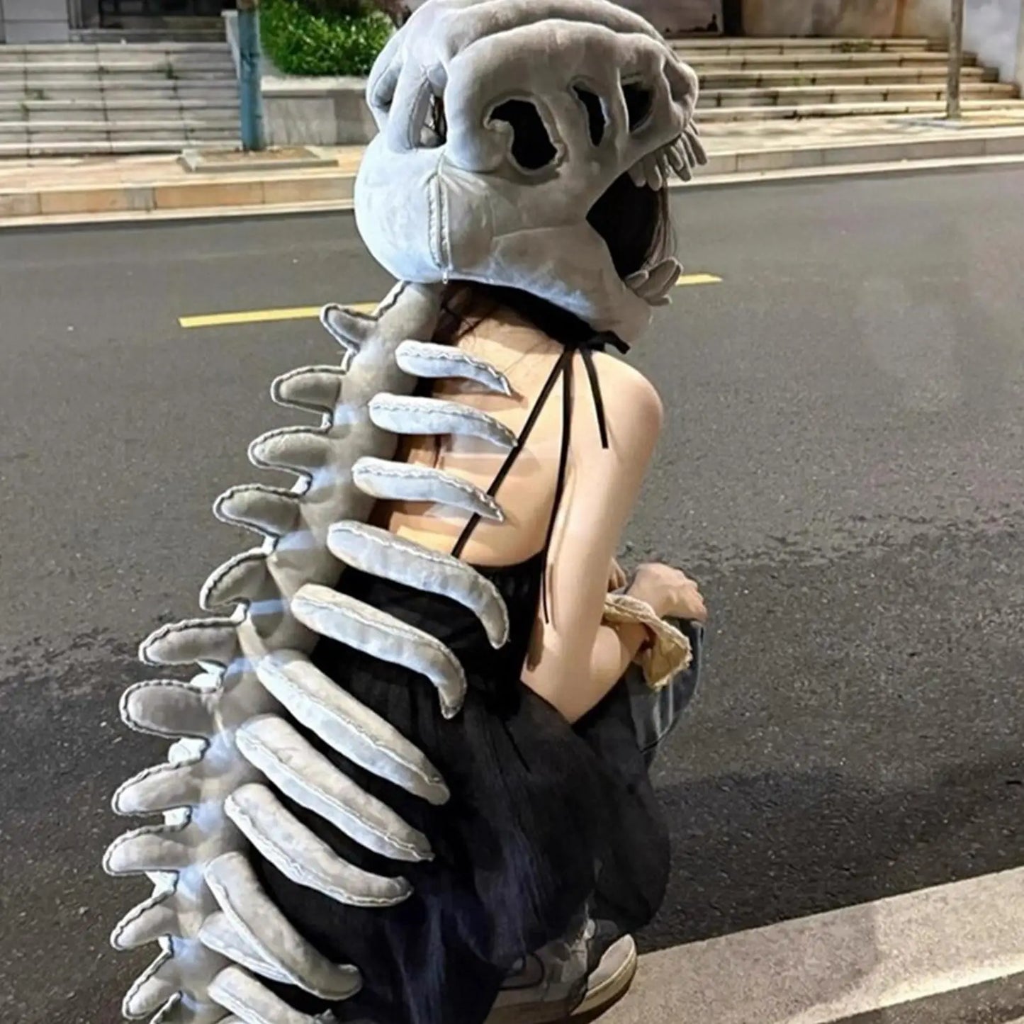 Dinosaur Skeleton Plush Costume | Kids & Adults Halloween Cosplay