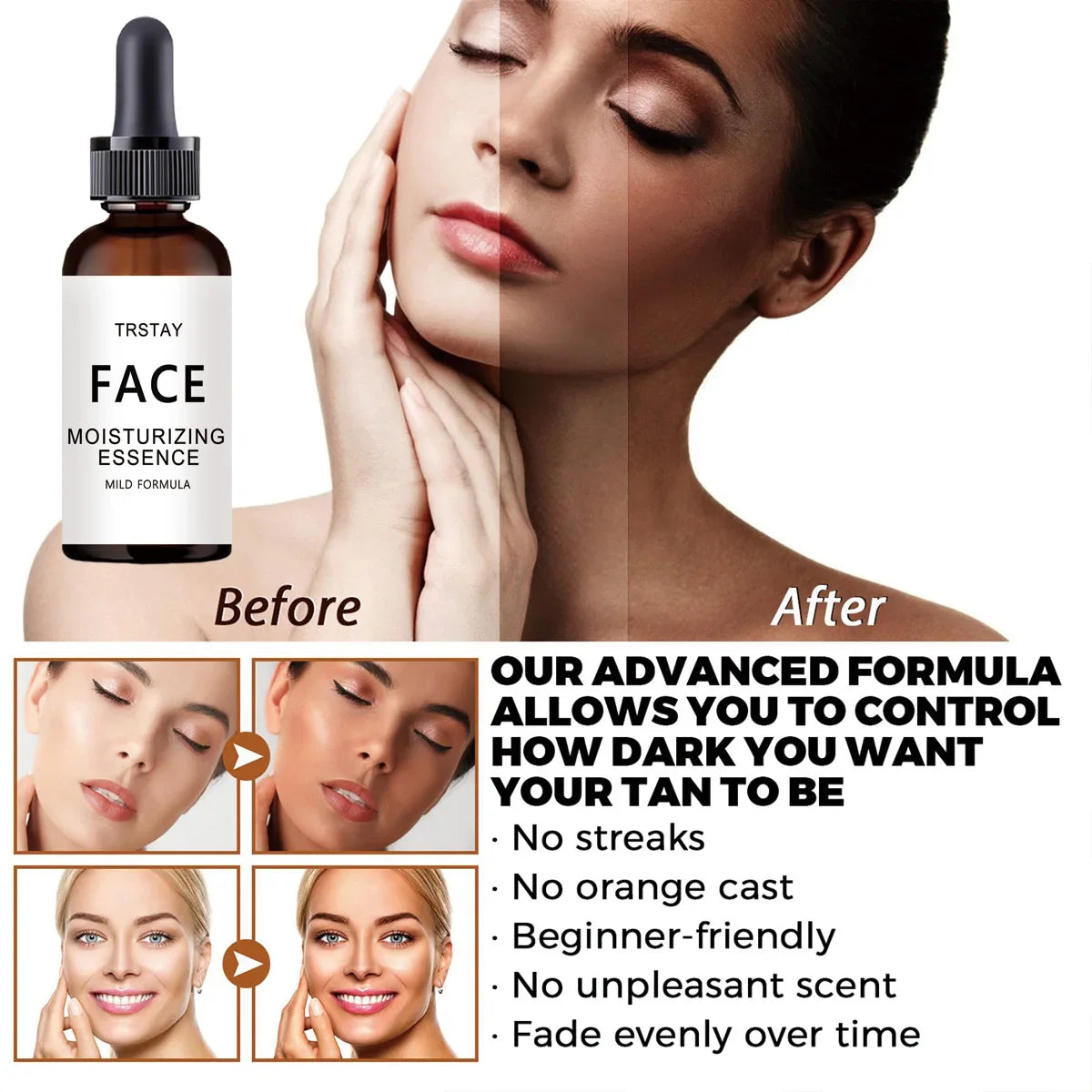 TRSTAY Self-Tanning Drops for Face & Body – Sun-Free Glow