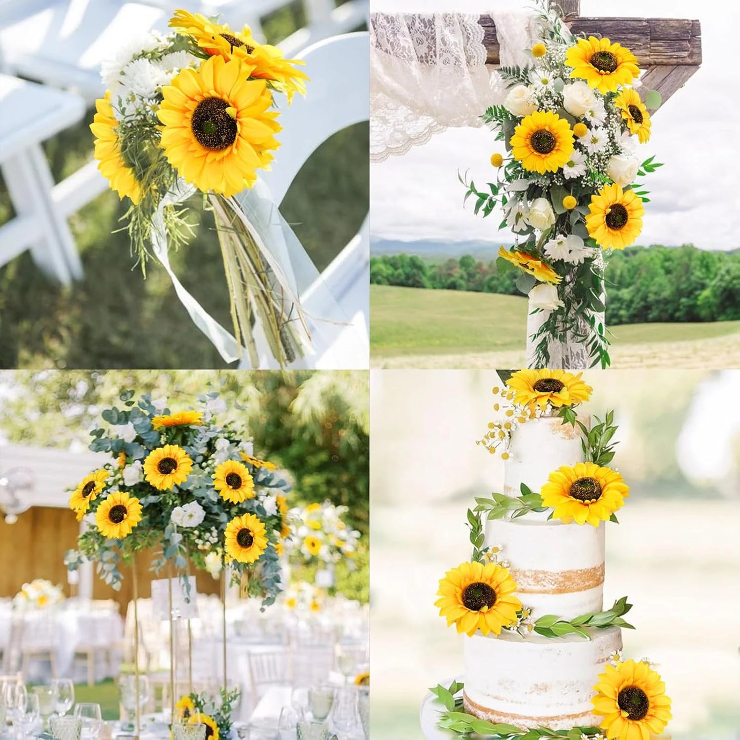 Artificial Silk Sunflowers for Wedding, Home & Party Decor