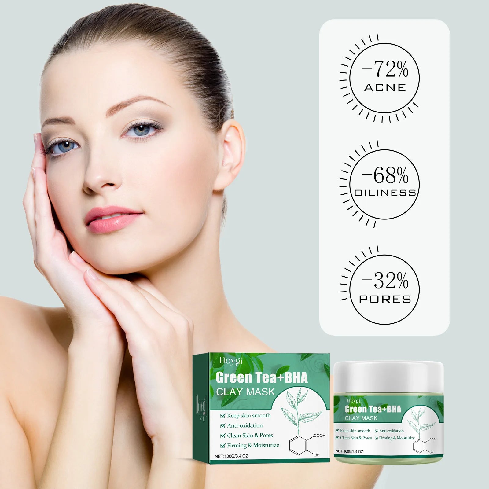 Green Tea Mask Pore Shrinking Oil Control Blackhead Removal Hyaluronic Acid Nourishing Moisturizing Face Wash Foam Face Cleanser Peaceful Pleasures Health and Wellness