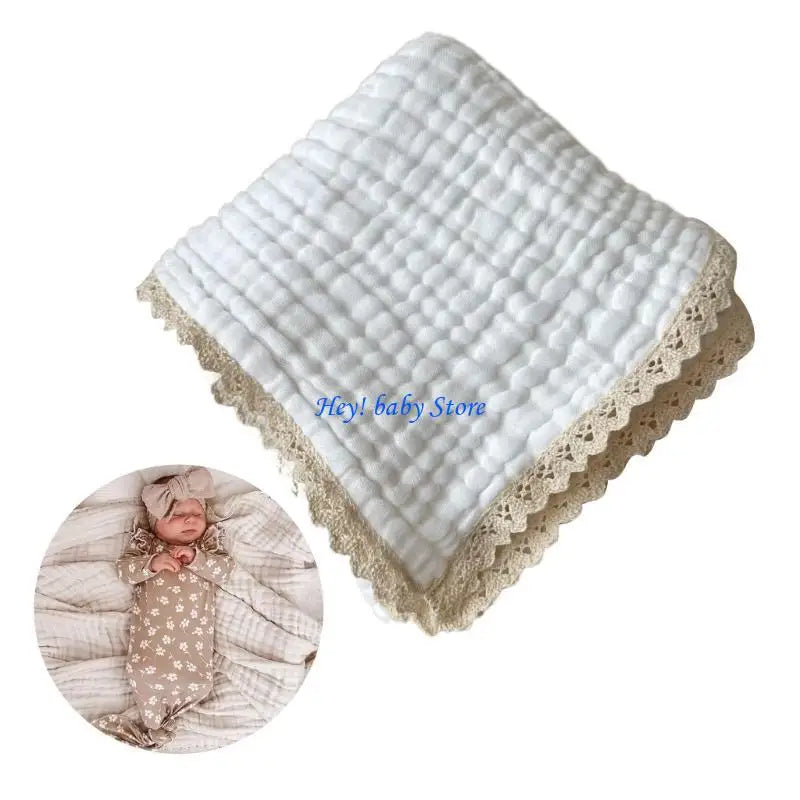 6-Layer Cotton Gauze Baby Blanket with Lace | Boys & Girls