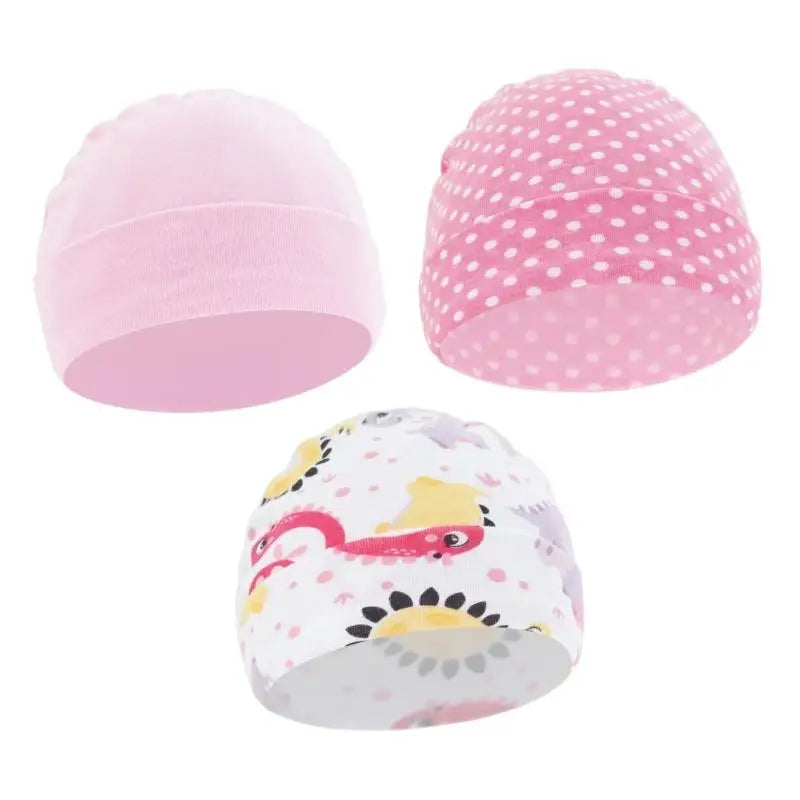 3-Pack Soft Cotton Baby Hats | Newborn Caps 0–6 Months