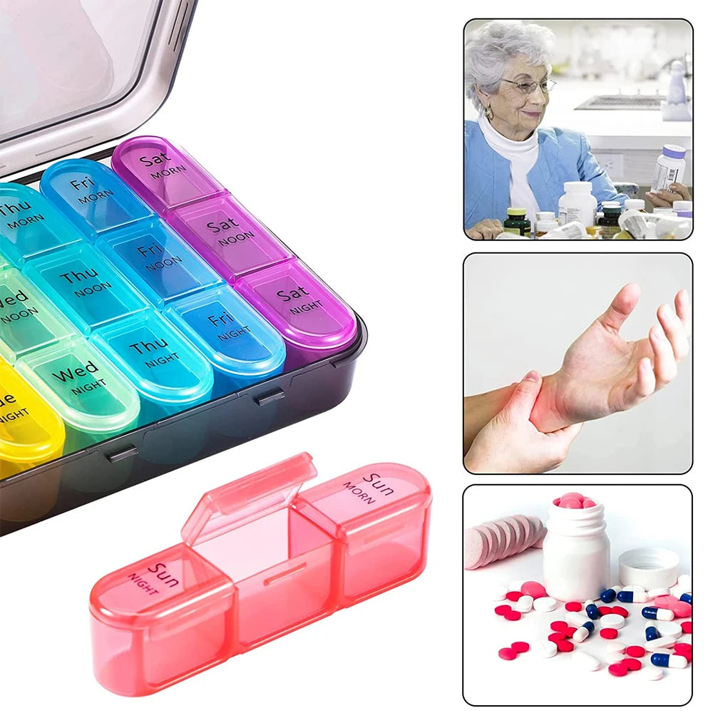 Weekly Pill Organizer,Daily Pill Box 7 Day,Large Travel Pill Case with 21 Compartment to Hold Medicine,Vitamin and Supplement Peaceful Pleasures Health and Wellness