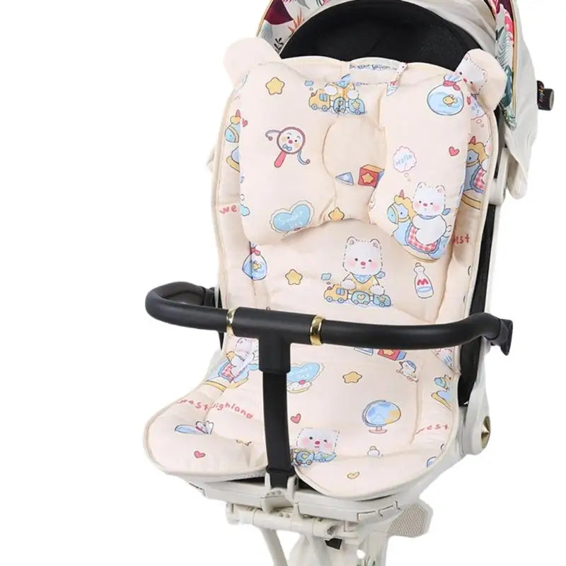 Baby Stroller Cushion Pad with Detachable Pillow – Breathable Cotton