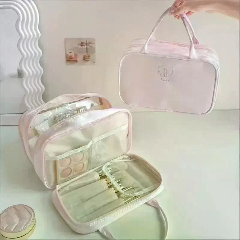 Large Travel Cosmetic Bag – Lightweight Nylon Toiletry Organizer
