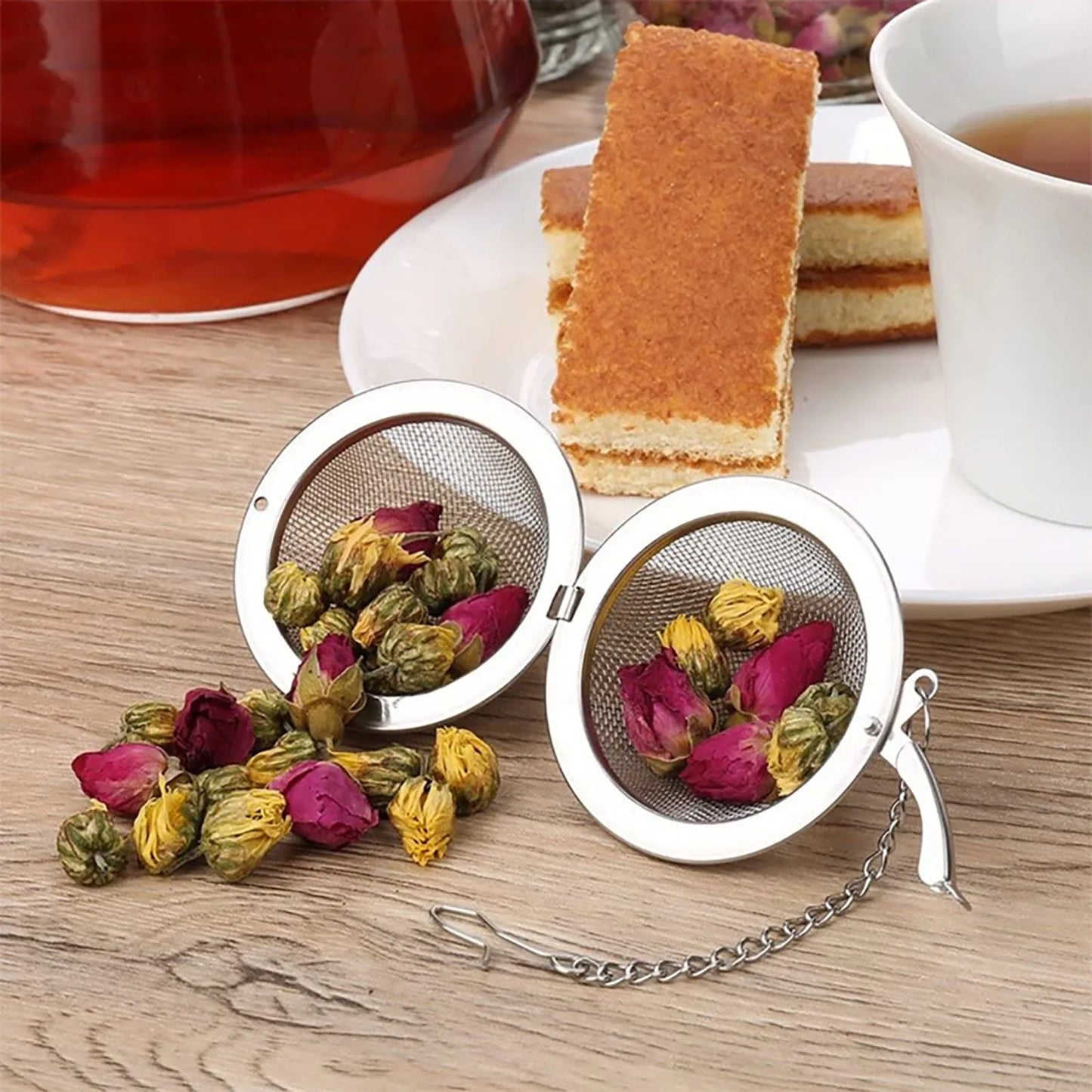 2/4PC Stainless Steel Tea Ball Mesh Infuser Strainers Tea Filter Interval Diffuser Tea Ball Loose Leaf Tea Strainer Kitchen Tool Peaceful Pleasures Health and Wellness