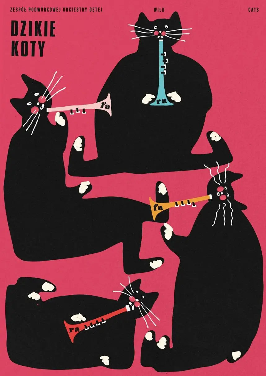 Original Polish Funny Abstract Animal Retro Poster Canvas Printing World Cat Day Dog Storks Wall Art Club Room Home Bar Decor Peaceful Pleasures Health and Wellness 10 50x70cm Unframed